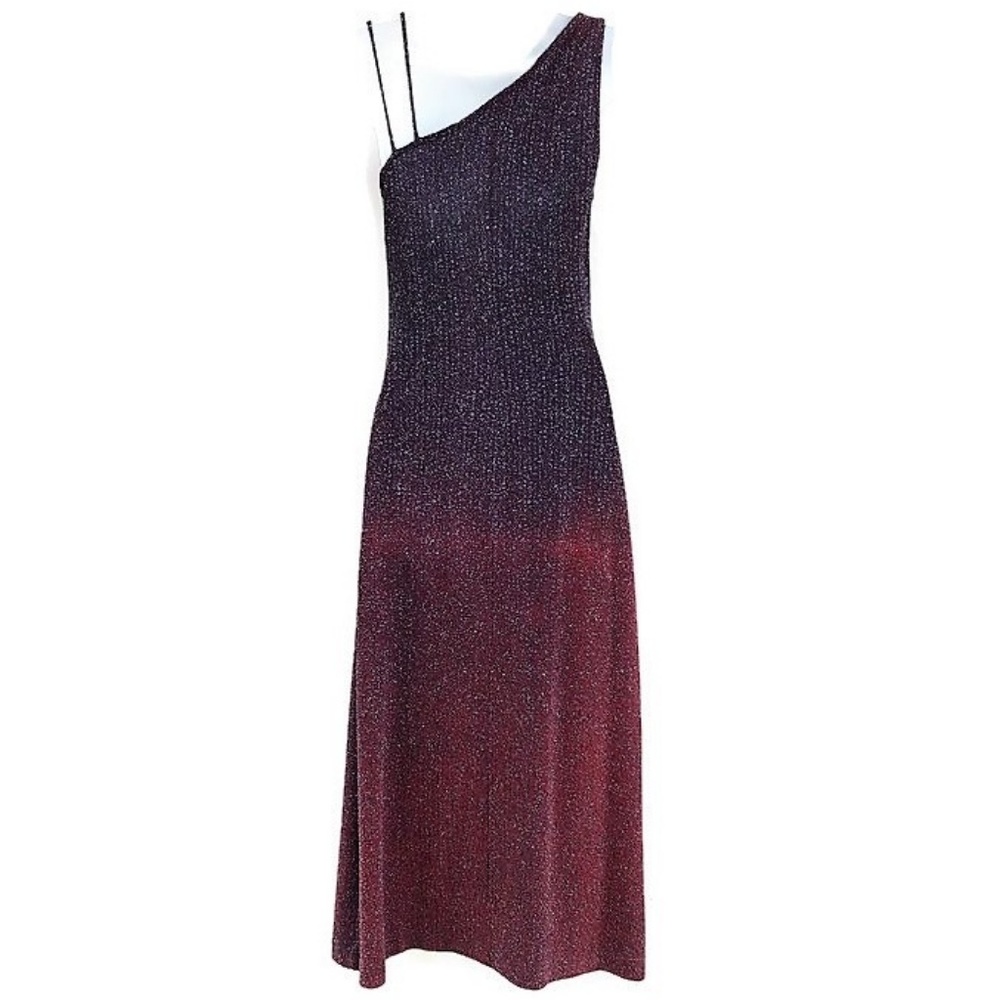 LuReX Vintage USA Cache Gown Maxi Dress Glitter Umbre Purple Side Zip